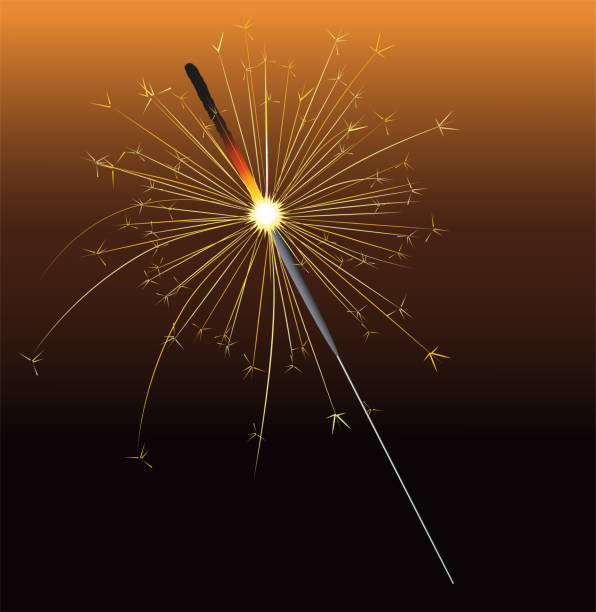 illustrations, cliparts, dessins animés et icônes de cierge magique, nouvel an ou souhaits d’anniversaire, fête de veille du nouvel an, effet de feu de bengale, - sparkler firework display sparks new years eve