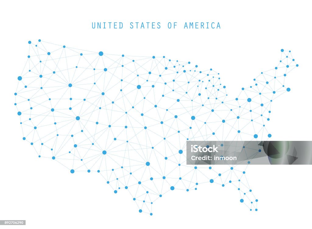 Usa Map Network Communication Concept USA Map Network Connections, Vector illustration USA stock vector