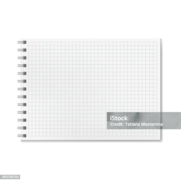 Horizontal Vector Realistic Graph Ruled Notebook Stock Illustration ...