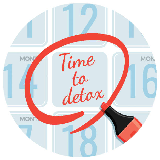 赤いマーカーに囲まれて一日をデトックスする時間 - dieting planning calendar event点のイラスト素材／クリップアート素材／マンガ素材／アイコン素材