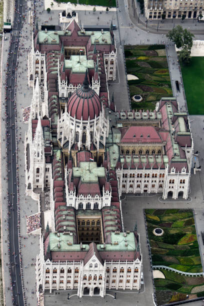istock Parliament building in Budapest from the air 892711610