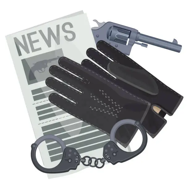 Vector illustration of Professional detective accessories for crime investigation cartoon illustration