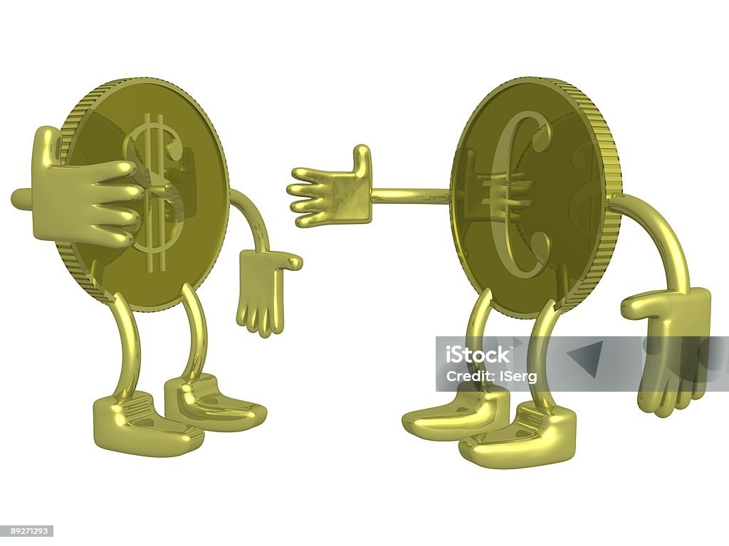 Oro dólar y el euro. Una moneda. 3 D imagen. - Foto de stock de Ahorros libre de derechos