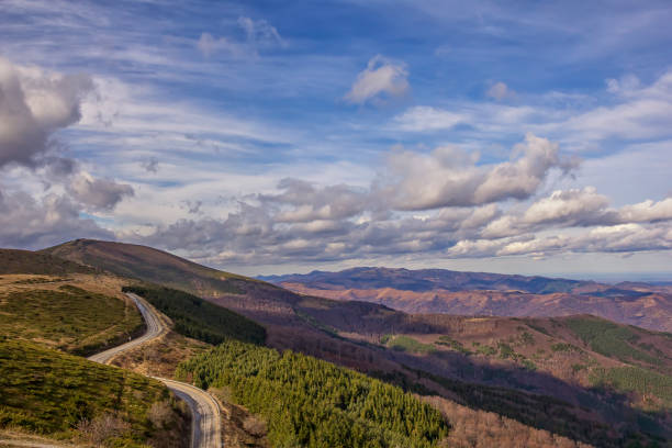 Mountain landscape. Scenic view of a mountain and mountain road from Beklemeto, Bulgaria