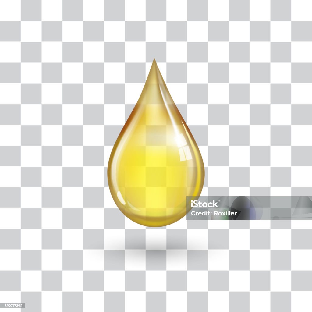 One big yellow drop One big yellow drop on transparent background with shadow Drop stock vector