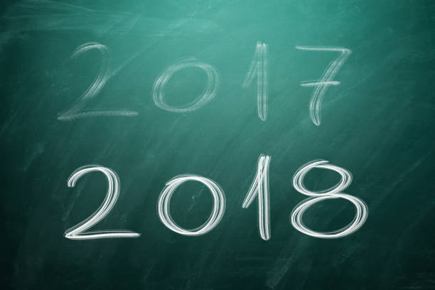 istock New year 2018 concept on green board. Chalkboard. 892722748
