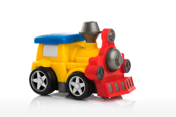 istock Colorful plastic toy train isolated on white background 892722966