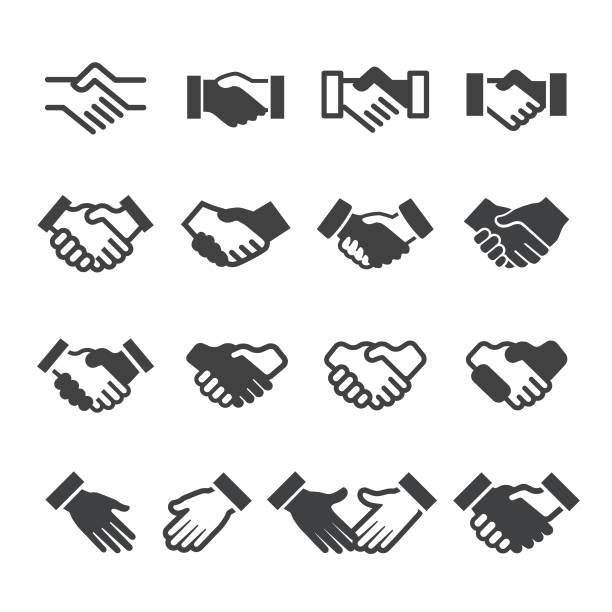 illustrazioni stock, clip art, cartoni animati e icone di tendenza di icone handshake - serie acme - handshake human hand business relationship business