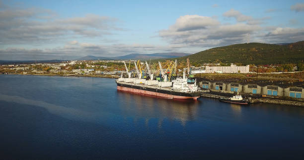 istock Cargo Ship in the Port Aerial View from Drone 892742752