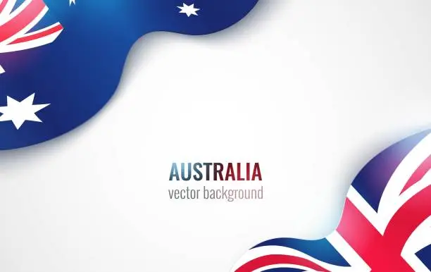 Vector illustration of Australian flags isolated on white.