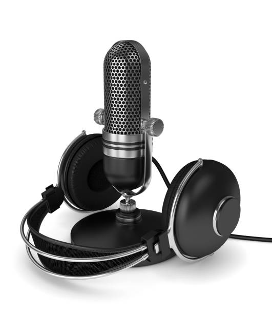 istock 3d render of microphone with headphones 892748658