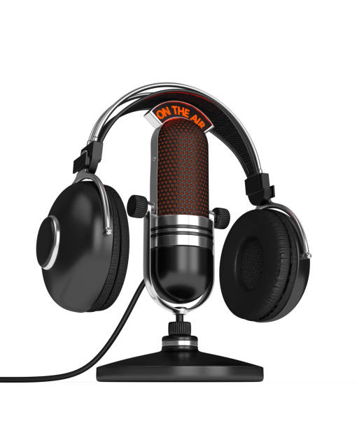 istock 3d render of microphone with headphones 892749056