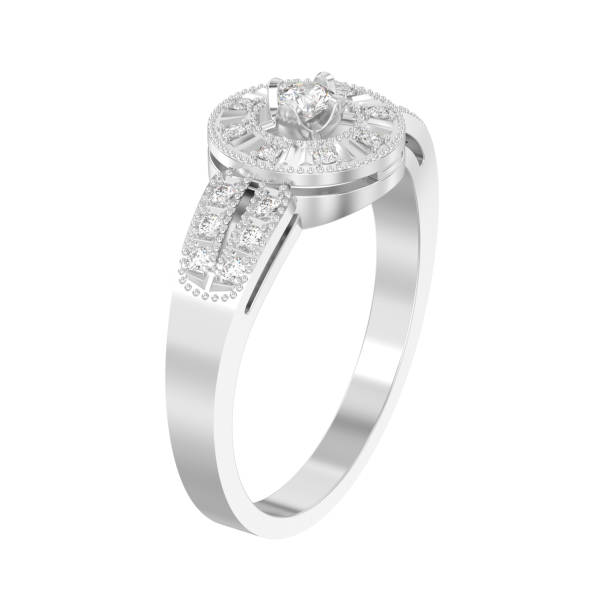 istock 3D illustration isolated white gold or silver decorative diamond ring 892765494