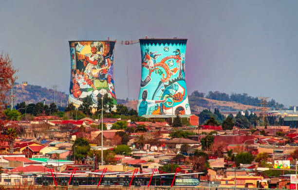 Former powerplant, cooling tower, now is place for BASE jumping Former powerplant, cooling tower, now is tower for BASE jumping. Situated in soweto, johannesburg. South Africa johannesburg photos stock pictures, royalty-free photos & images