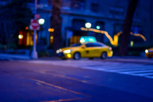istock Blurred taxi on the street 892779196
