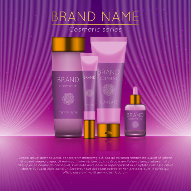 istock 3D realistic cosmetic bottle ads template. Cosmetic brand advertising concept design with wavy light abstract background 892790518
