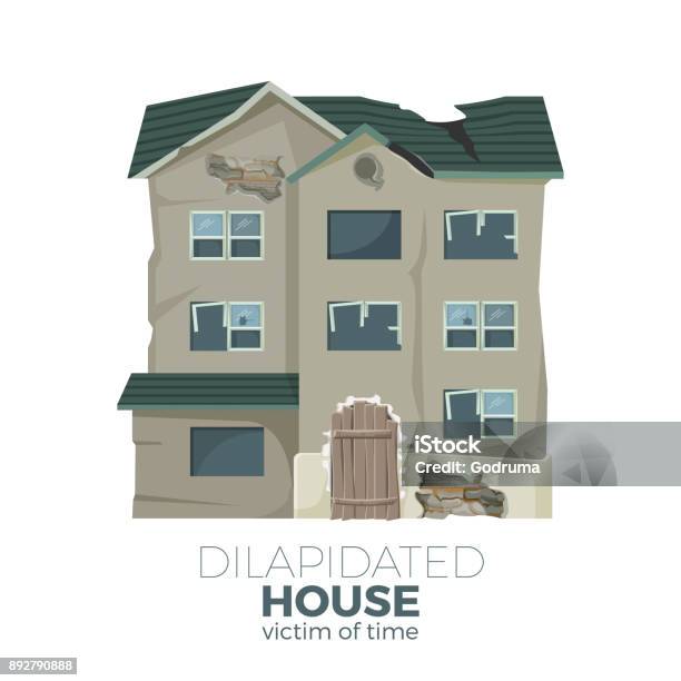 Dilapidated House As Victim Of Time Promotional Poster Stock Illustration - Download Image Now