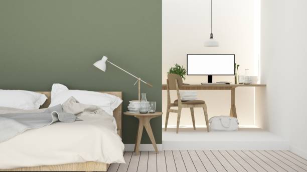 istock bedroom room interior space corner of bed and Decorative wall in hotel - 3d rendering 892796932
