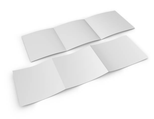 istock Two trifold square pages brochures mock up with space for front and back side 3d illustration. 892797960