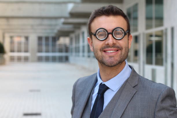 istock Businessman wearing thick glasses isolated 892801206