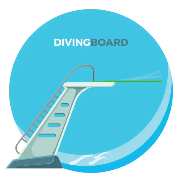 Vector illustration of Diving board or springboard used for snorkeling linear flex-spring