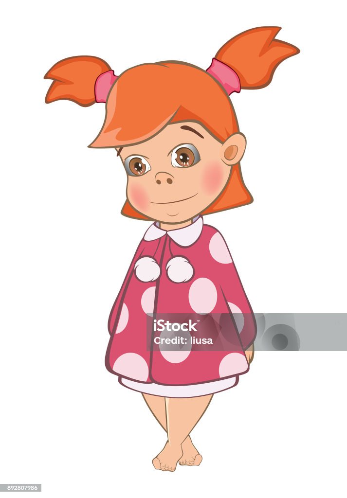 Illustration Of Cute Little Girl Cartoon Character Stock Illustration -  Download Image Now - iStock