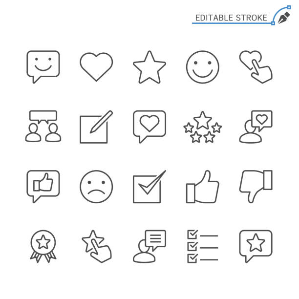 Feedback and review line icons. Editable stroke. Pixel perfect. Simple vector line Icons. Editable stroke. Pixel perfect. bad heart stock illustrations