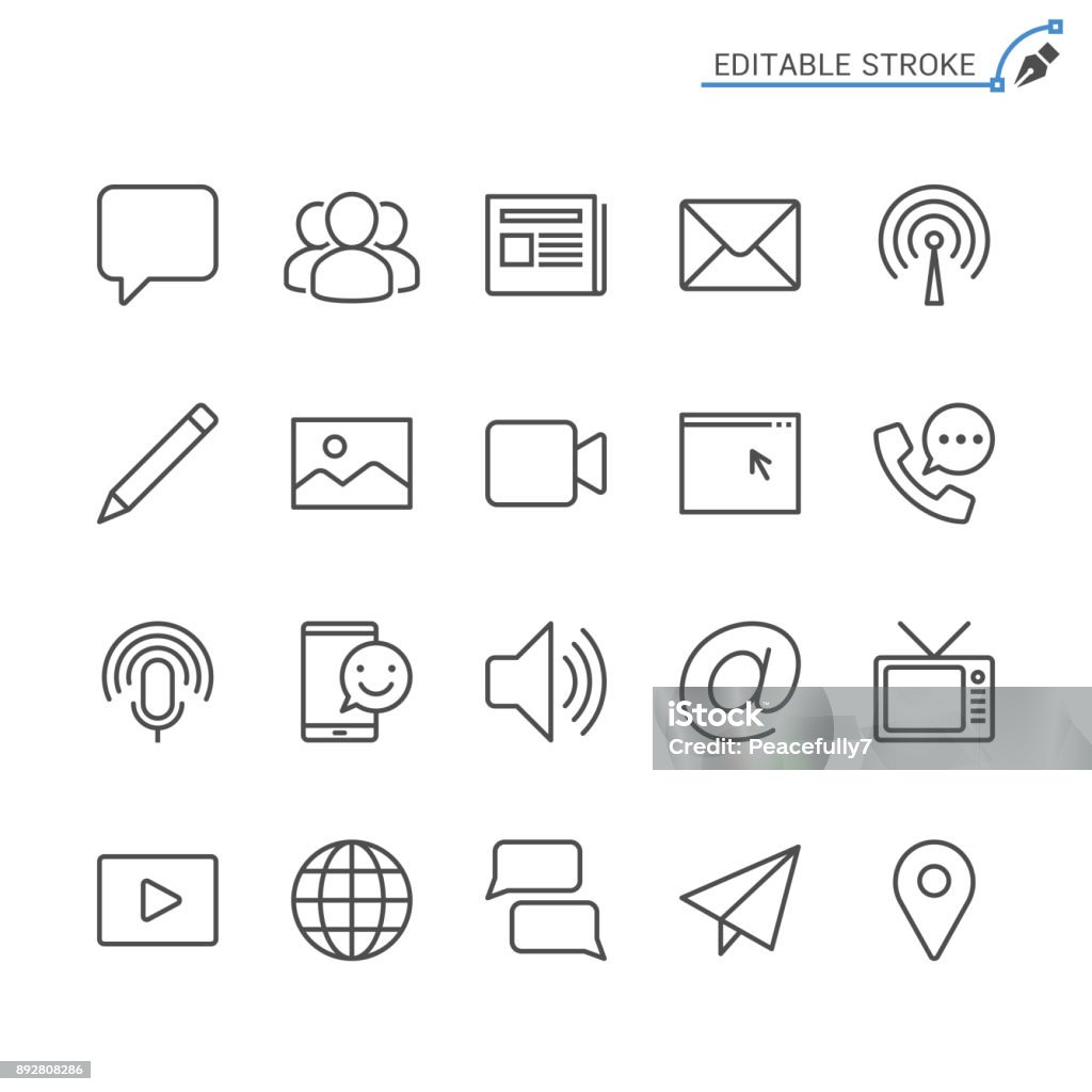 Iconos de línea media y la comunicación. Movimiento editable. Pixel perfecto. - arte vectorial de Ícono libre de derechos