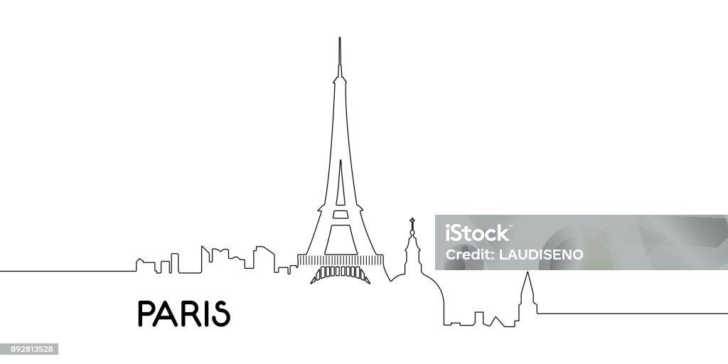 Isolated outline of Paris Isolated outline cityscape of Paris, Vector illustration Paris - France stock vector
