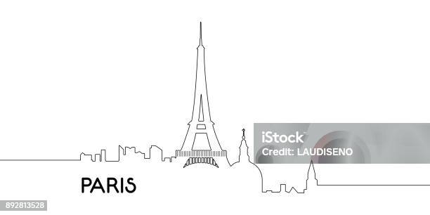 Isolated Outline Of Paris Stock Illustration - Download Image Now - Paris - France, Eiffel Tower - Paris, Urban Skyline