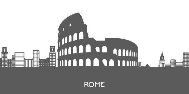 ilustrações, clipart, desenhos animados e ícones de vista da cidade isolada de roma - italian flag skyline famous place flag