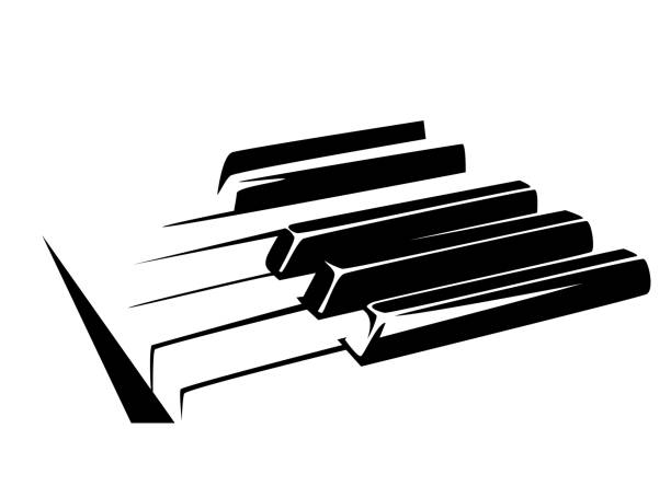 bàn phím piano thiết kế vector đen - dương cầm bàn phím âm nhạc hình minh họa sẵn có