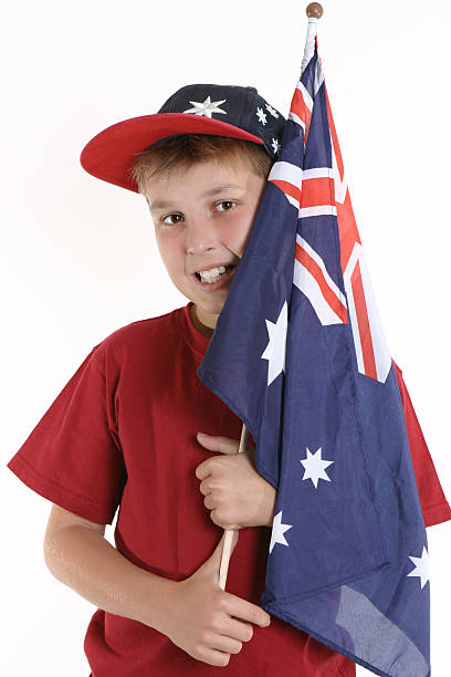 istock True Blue - Patriotic boy holding australian flag 89283566