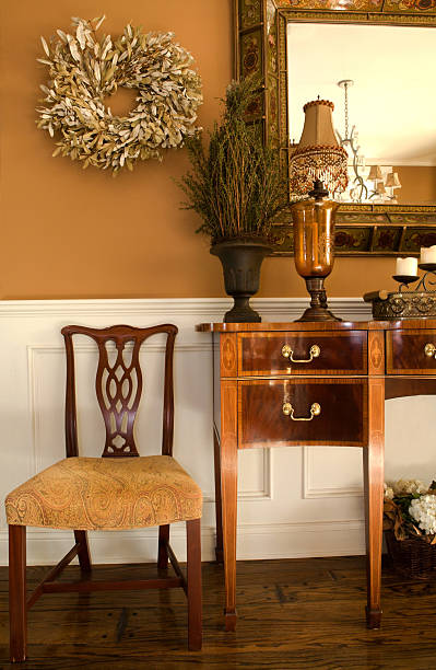 istock Dining room arrangement with wodden chair and side table 89284447
