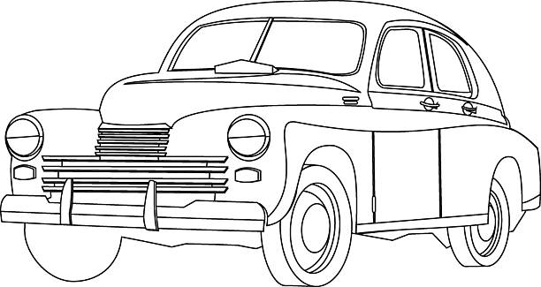 Old car 50 vector art illustration