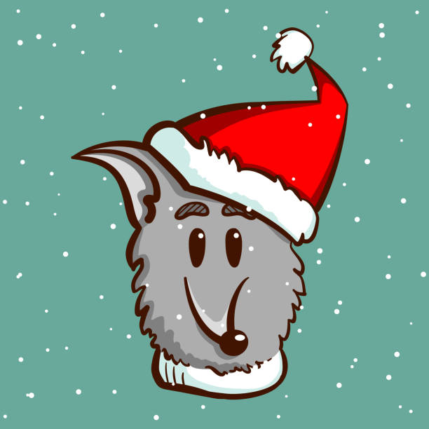 illustrations, cliparts, dessins animés et icônes de gray_dog_on_snowy_background - louveteau gris