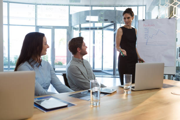 istock Female executive giving presentation to her colleagues in conference room 892853780