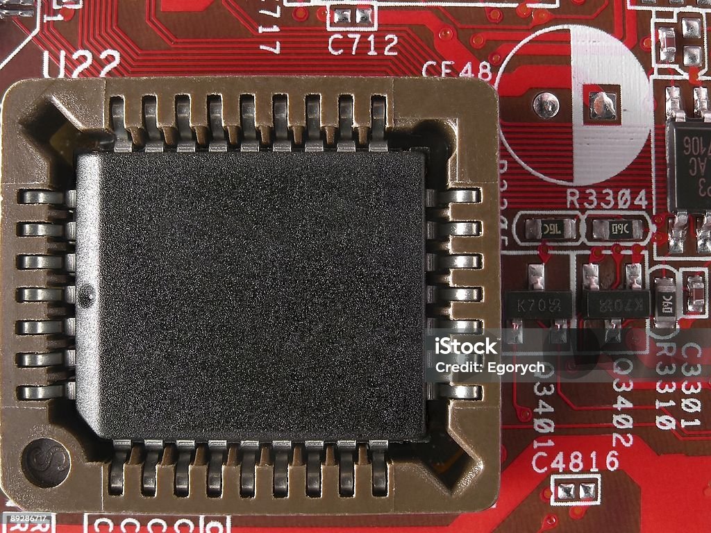 Chip motherboard auf der red - Lizenzfrei Ausrüstung und Geräte Stock-Foto