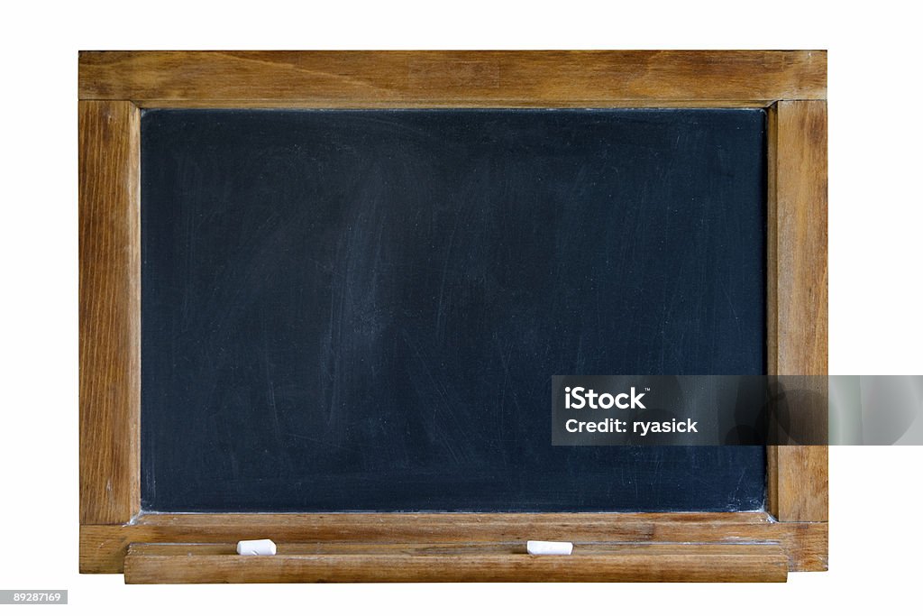 Vecchio isolato Chalkboard con struttura in legno e gesso Parapetto - Foto stock royalty-free di Antico - Vecchio stile