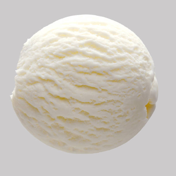 istock Scoop of vanilla ice cream isolated on gray 89287224
