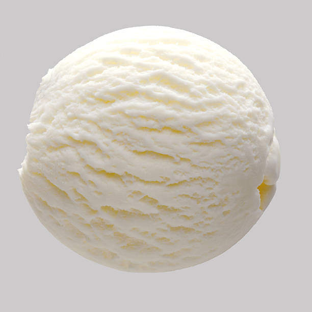 bola de sorvete de baunilha, isolada na cinza - bola de sorvete - fotografias e filmes do acervo