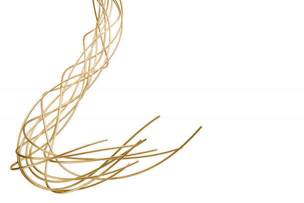 istock Abstract golden wires isolated on white 892909532
