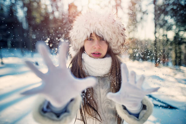 Portrait of lady winter in forest