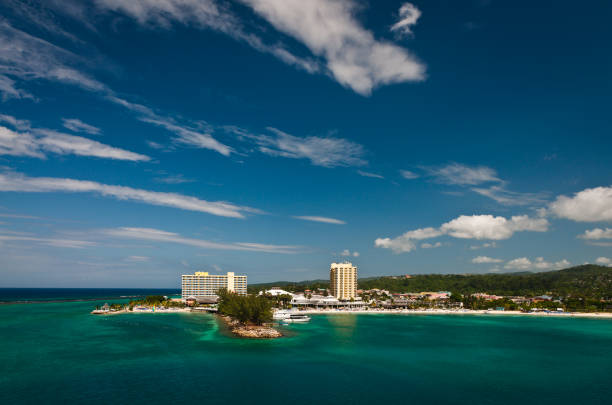 Kingston, Jamaica Aerial view of coastline in Kingston, Jamaica kingston harbour stock pictures, royalty-free photos & images
