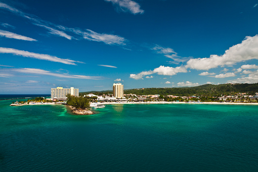 Tourist side of  Kingston, Jamaica viewed from the water