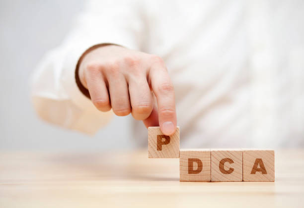istock Hand and word PDCA (Plan, Do, Check, Act) made with wooden building blocks 892945050