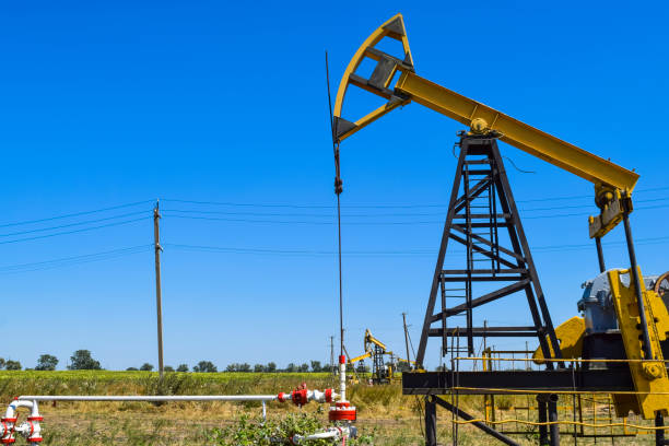 istock Pumping unit as the oil pump installed on a well 892948206