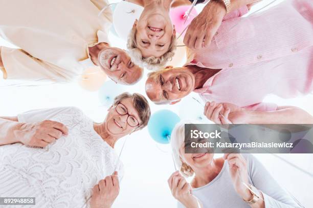 Elderly Friends Have Fun Stock Photo - Download Image Now - Active Seniors, Group Of People, Nursing Home