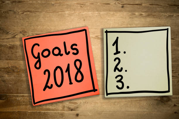 istock Goals 2018. The concept of determining challenges for 2018. Hand-written on sticky notes. 892973756