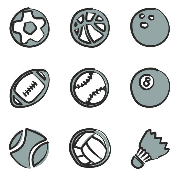 ikony piłki odręcznie 2 kolor - amateur tennis stock illustrations